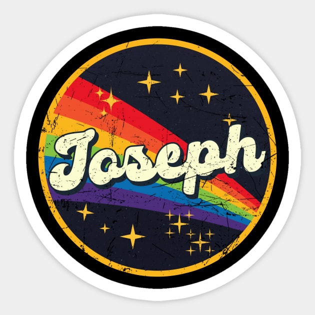 Joseph // Rainbow In Space Vintage Grunge-Style Sticker by LMW Art